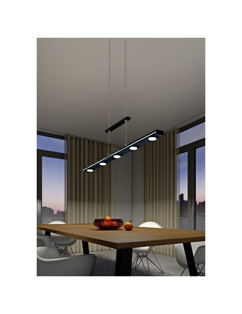 Sospensione Nera Piastra Rettangolare 7 Led Sopra e Sotto Lacal Trio Lighting - Samnite