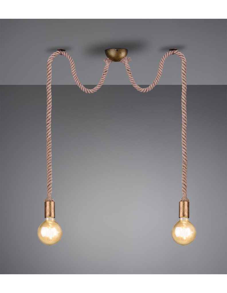 Sospensione Rope 2 Corde Ottone Con Decentramento Trio Lighting - Samnite