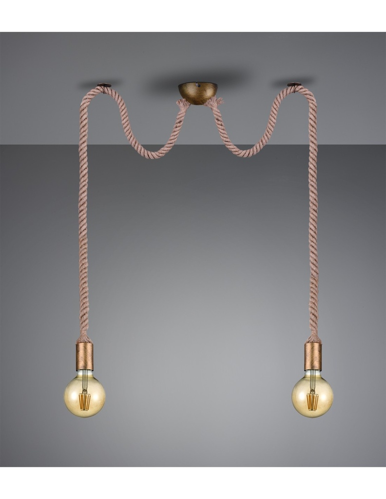 Sospensione Rope 2 Corde Ottone Con Decentramento Trio Lighting - Samnite