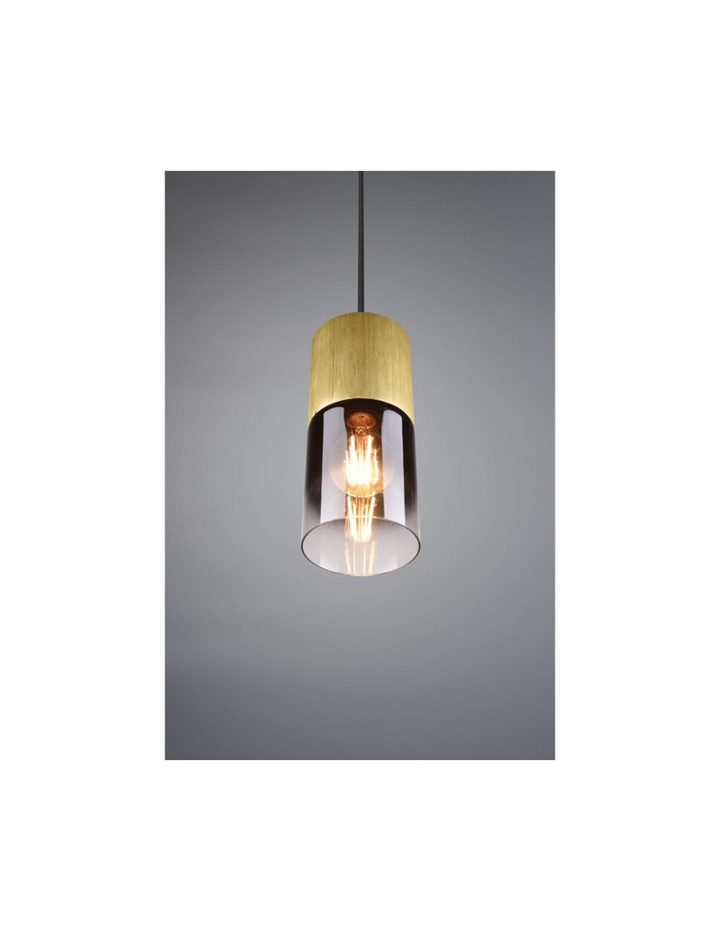 Sospensione Singola Robin Ottone Vetro Fumé Trio Lighting - Samnite