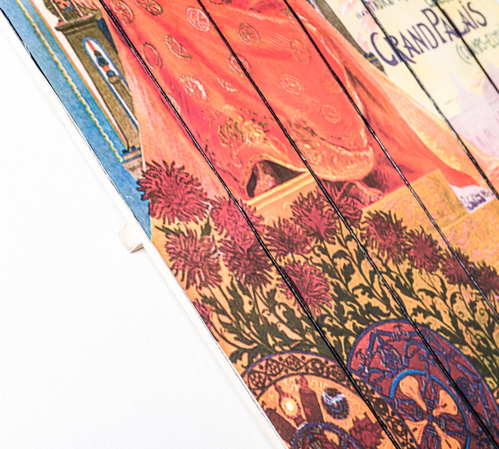 Stampa su legno con tela multicolor 60x100 cm - Samnite