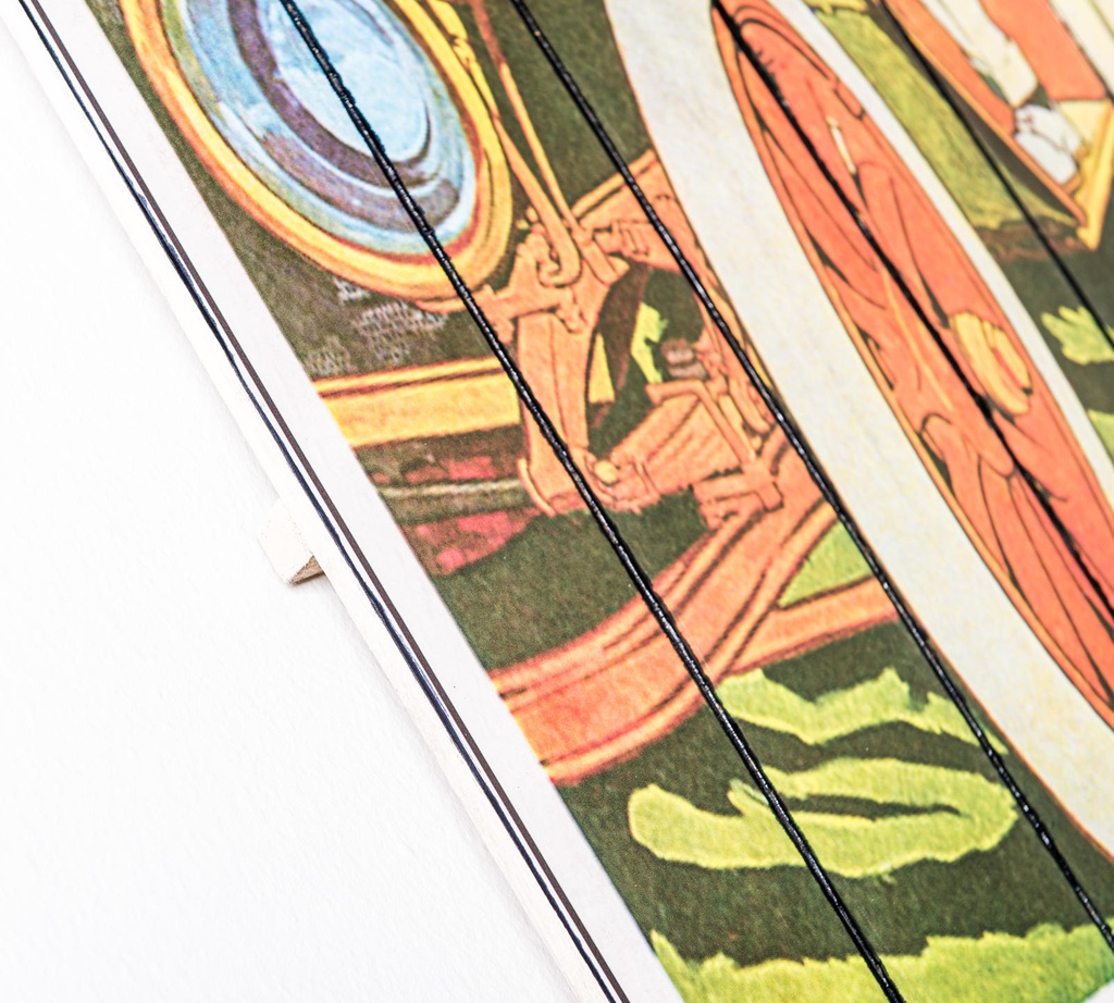 Stampa su legno con tela multicolor 60x100 cm - Samnite