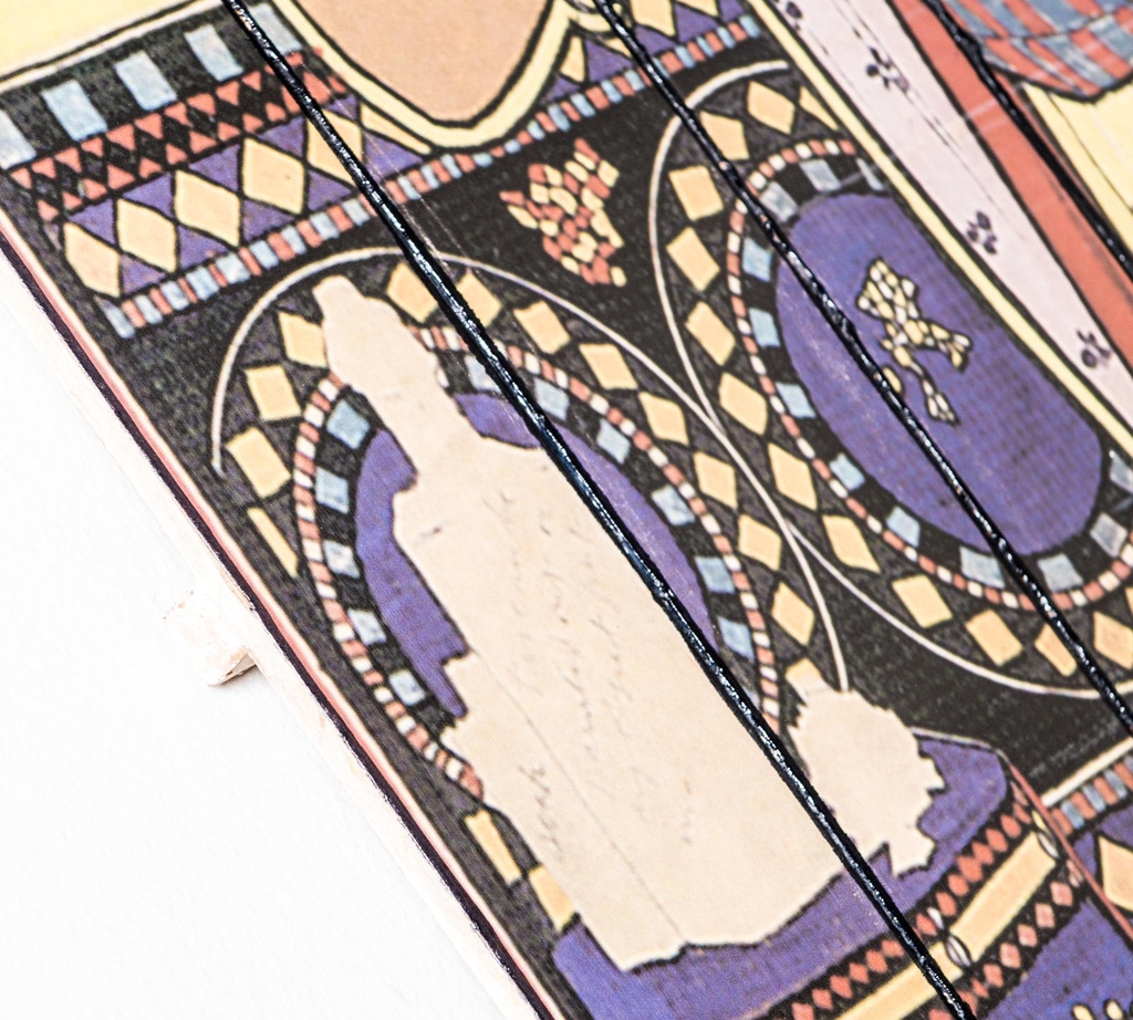 Stampa su legno con tela multicolor 60x100 cm - Samnite