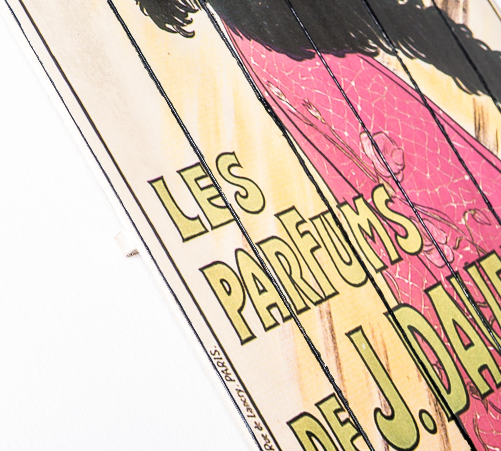 Stampa su legno con tela multicolor 60x100 cm - Samnite