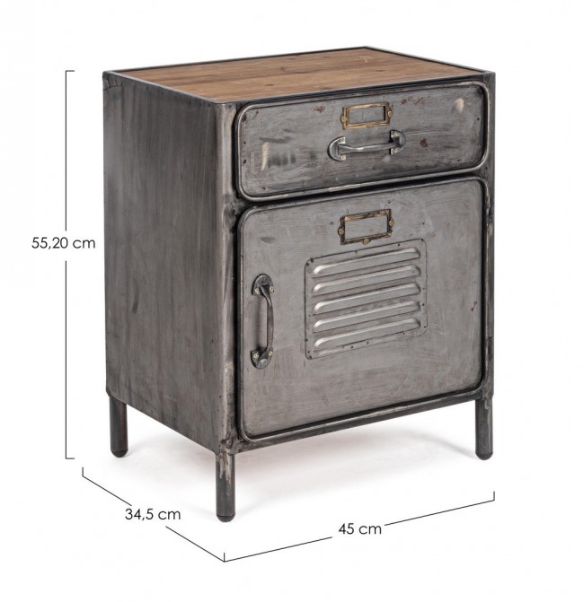 Store little cabinet 1 anta - 1 cassetto in metallo stile industriale 45x34.5x55.20 - Samnite