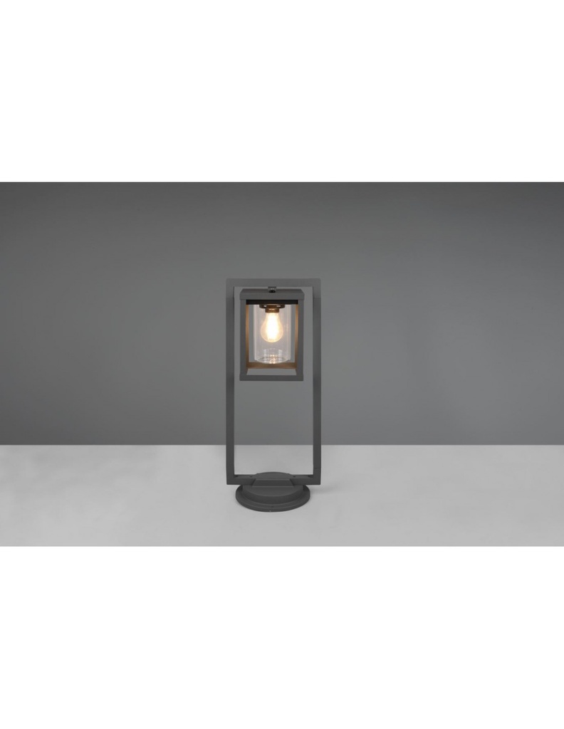 Paletto Lanterna Cilindro Vetro Lunga Antracite IP44 Sensore Crepuscolare Trio Lighting - Samnite