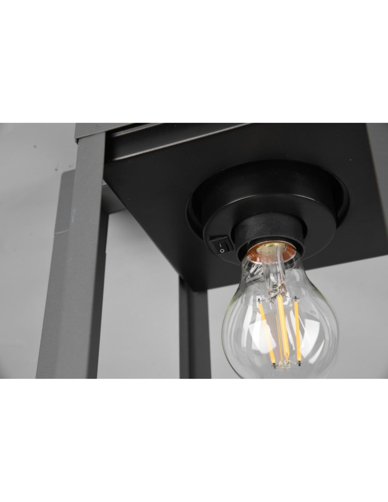 Palo Alto Lanterna Cilindro Vetro Lunga Antracite IP44 Sensore Crepuscolare Trio Lighting - Samnite