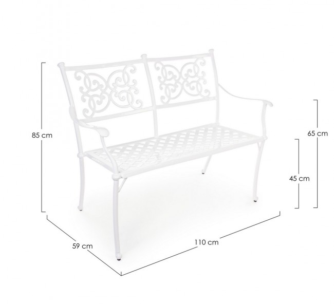 Panca Giglio bianco da esterno cm 110 x 59 x 85 h - Samnite