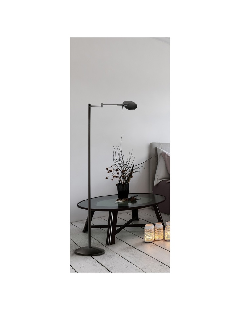 Piantana Kazan Nero Led Touch Dimmerabile Orientabile H121 cm Trio Lighting - Samnite
