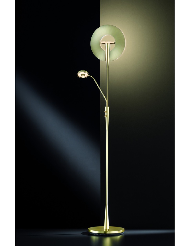 Piantana Led Con Luce Spot da Lettura Dimmerabile Quebec Ottone Trio Lighting - Samnite