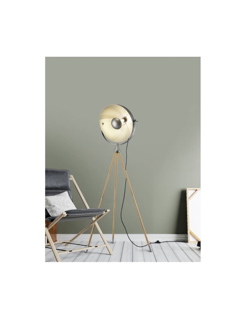 Piantana Treppiede Industrial Delhi Cupola Orientabile Trio Lighting - Samnite