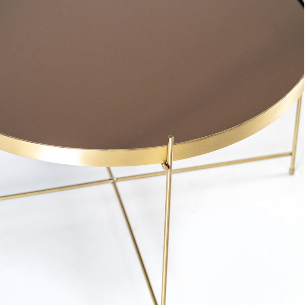 Tavolino in Vetro Temperato e Metallo - 70 x 70 x 40h - Samnite