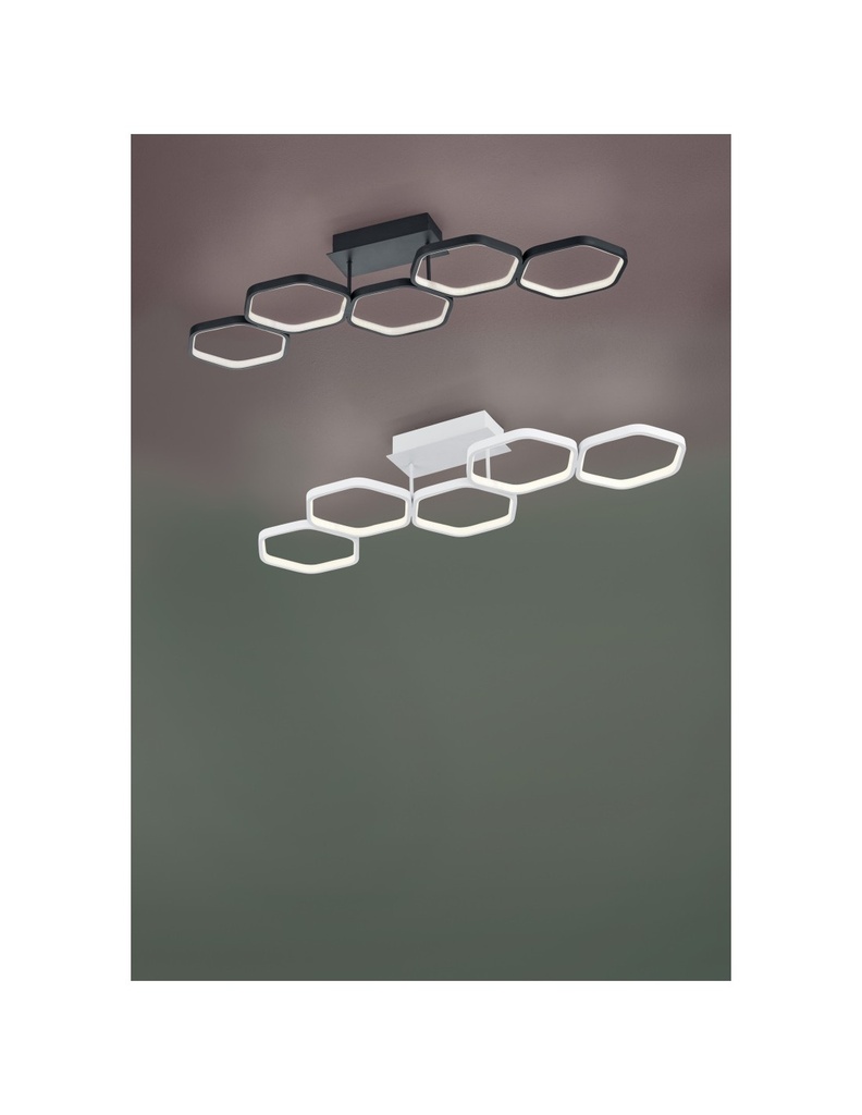 Plafoniera Led Dimmerabile Vigo 5 Esagoni L90 cm Antracite Trio Lighting - Samnite