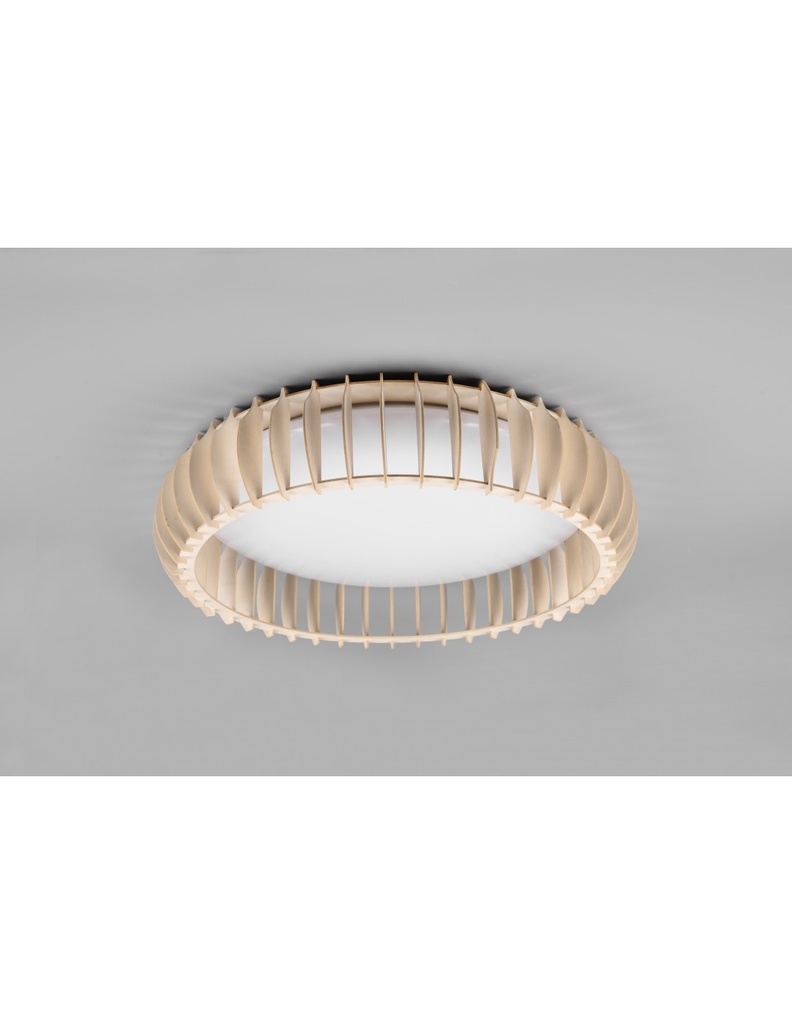Plafoniera Legno Naturale Led 38w Dimmer Monte Trio Lighting - Samnite