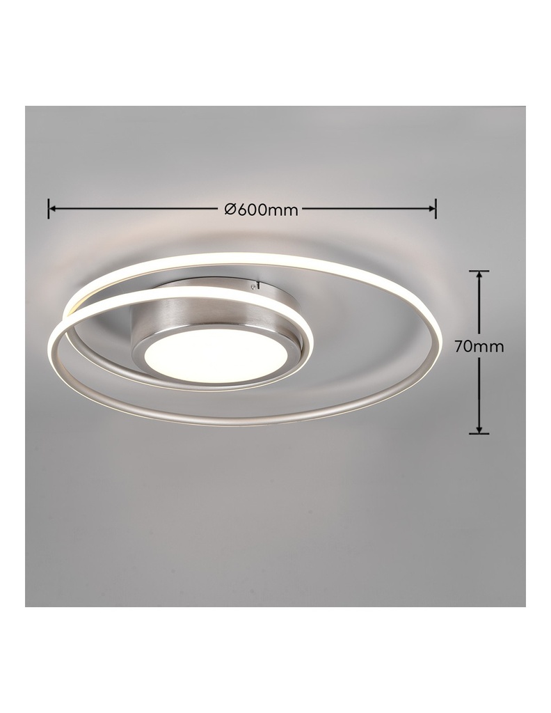 Plafoniera Moderna Soffitto Circolare Yava Nichel Led Dimmer Trio Lighting - Samnite