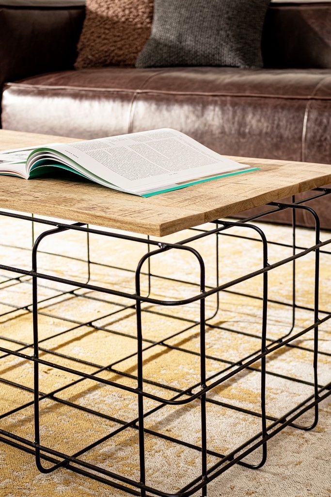 Tavolino metallo legno rettangolare Trellis - Samnite