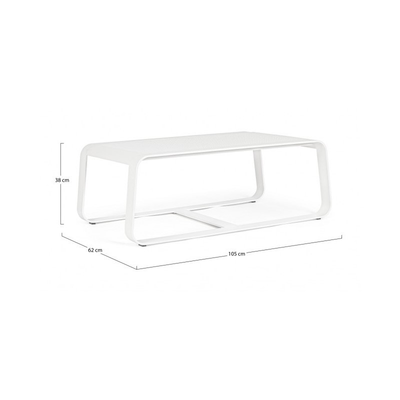 Tavolino per esterno in alluminio Bianco MERRIGAN 105x62x h38 cm - Samnite