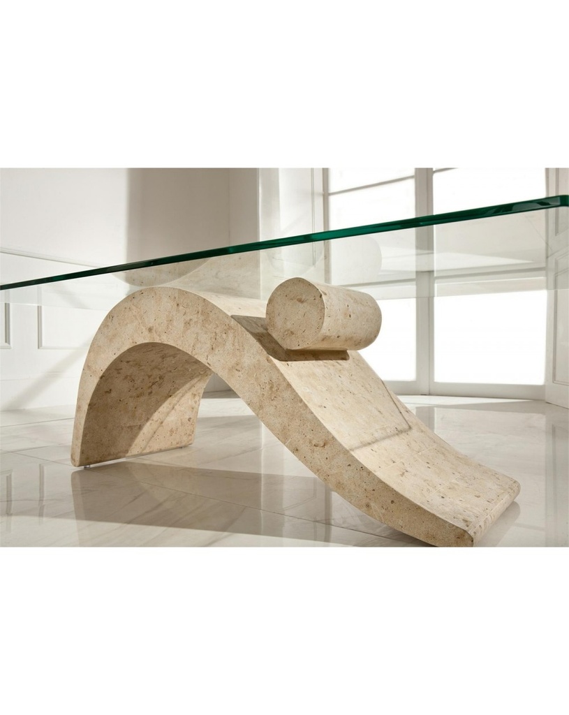 Tavolino trasparente-beige 70 cm x 120 cm H. 40 cm - Samnite