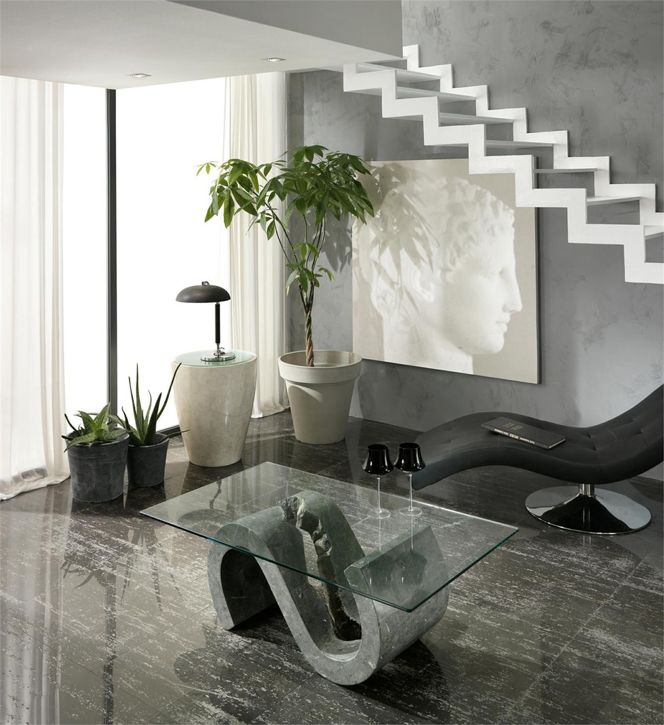 Tavolino trasparente-grigio 70 cm x 120 cm H. 36 cm - Samnite