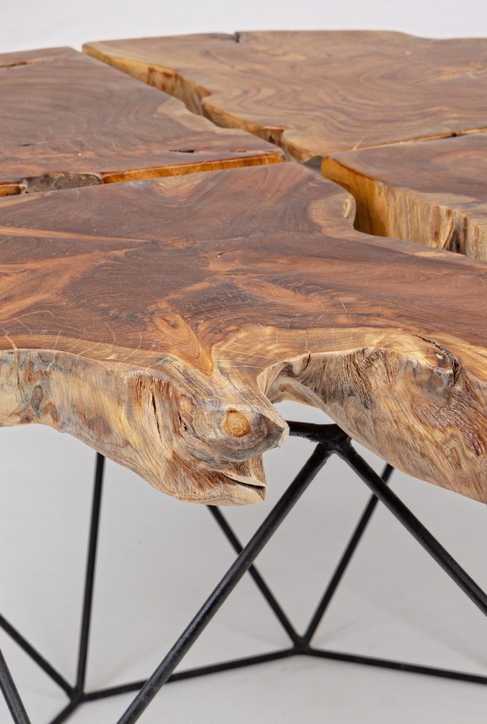 Tavolino vintage metallo e legno Adanya - Samnite