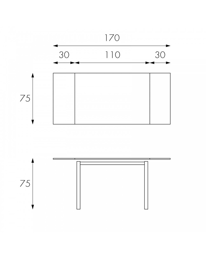 Tavolo Allungabile 110-170 x 75 cm - Baud - Samnite
