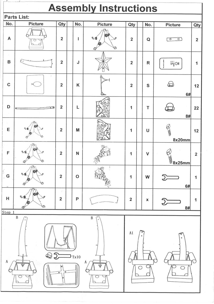 Metal tree arch with green gate cm285x80h300