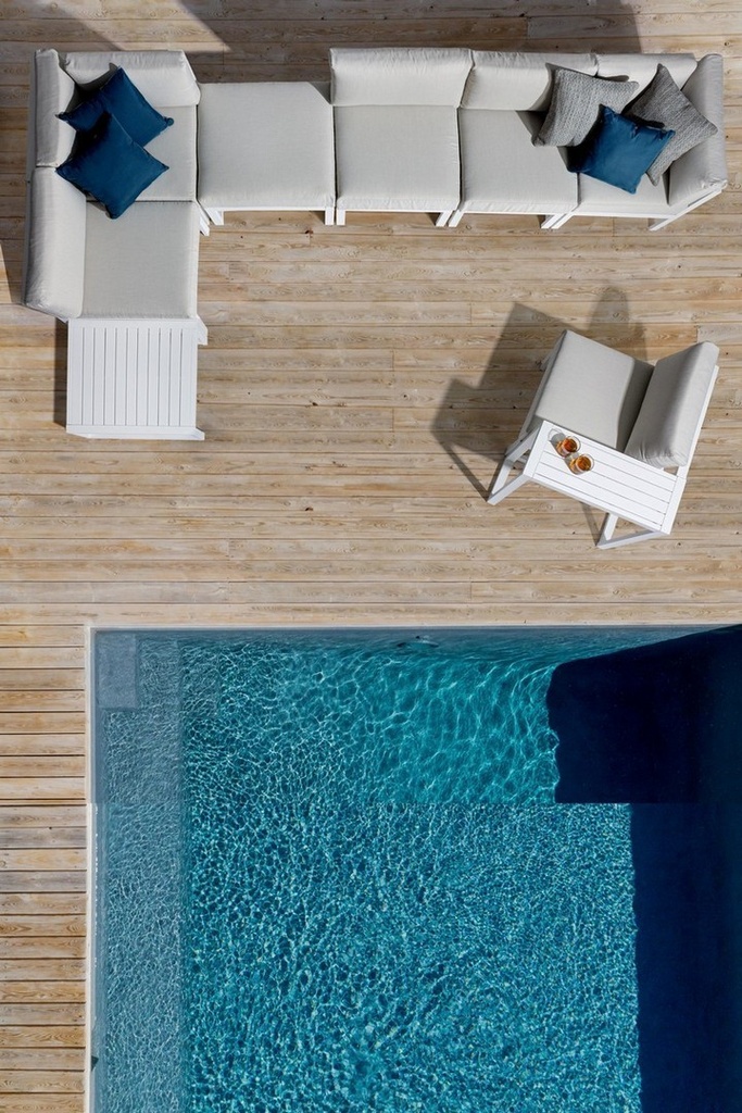 Poltrona angolare arredo giardino bianca Marinel - Samnite