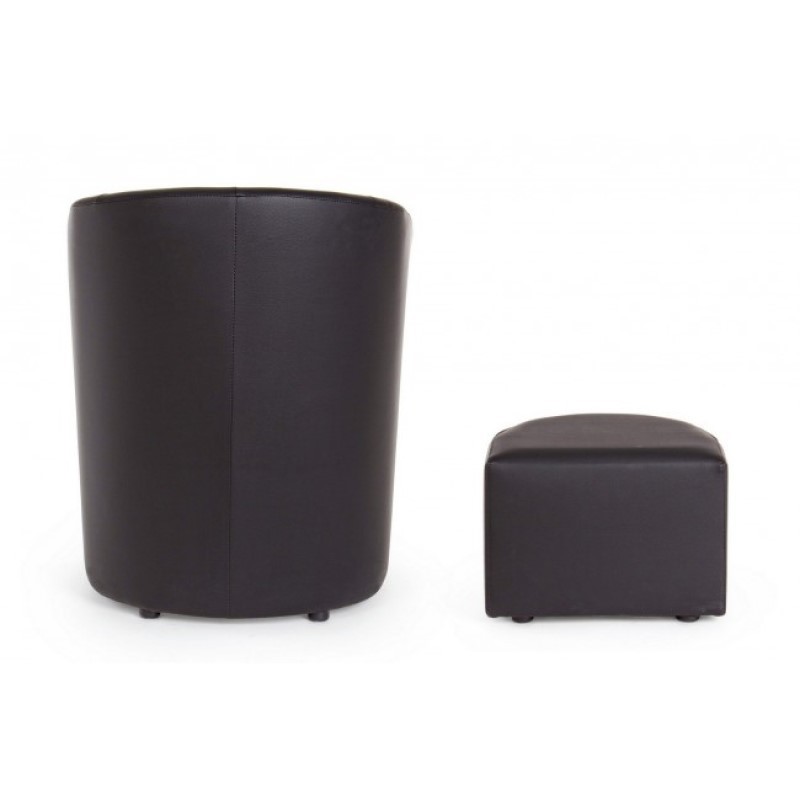 Poltrona in similpelle con pouf estraibile Nero RITA 64,5x 59,5x h78 cm - Samnite