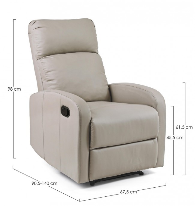 Poltrona reclinabile manuale similpelle tortora Iris - Samnite