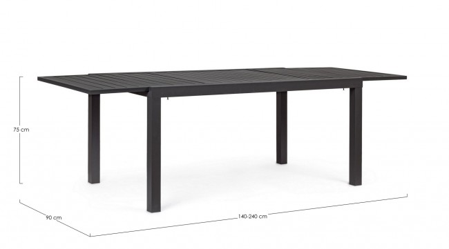 Tavolo allungabile antracite in alluminio stile classico cm 160-240x90 - Samnite