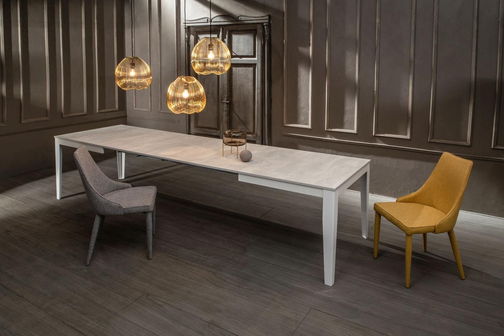 Tavolo allungabile cemento bianco 80 cm x 130-290 cm H. 76 cm - Samnite