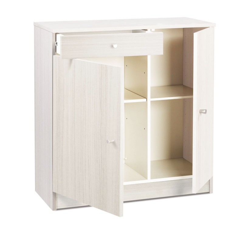 Low multipurpose wardrobe two doors one drawer White 77x34x h80 cm