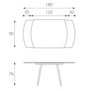 Tavolo allungabile con top in vetro temperato bianco 120/180x90h cm - Samnite