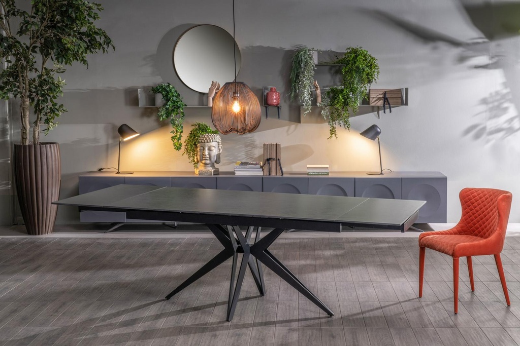 Tavolo allungabile grigio vintage - nero opaco 90 cm x 160-240  cm cm H. 76 cm - Samnite