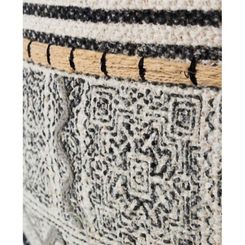 Pouf in cotone stile etnico TILAK Alaskan diametro 50x h35 cm - Samnite