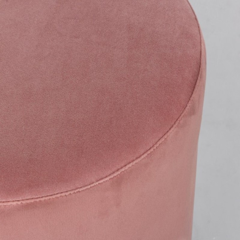 Pouf in velluto Rosa Antico LUCILLA diametro 35x h40 cm - Samnite