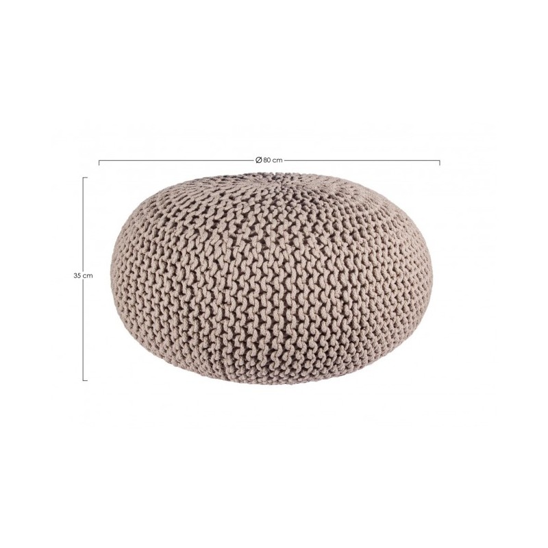 Pouf intrecciato tortora bizzotto cm 80 - Samnite