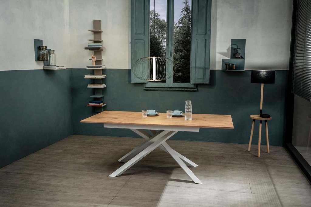 Tavolo allungabile rovere-bianco 90 cm x 140- 190 cm H. 76 cm - Samnite