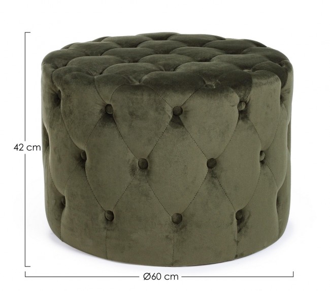 Pouf vintage verde velluto cm 60 x 42 h - Samnite