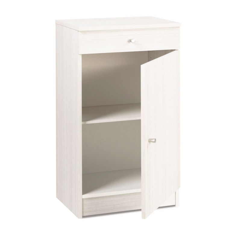 Low multipurpose wardrobe one door one drawer White 46x34x h80 cm