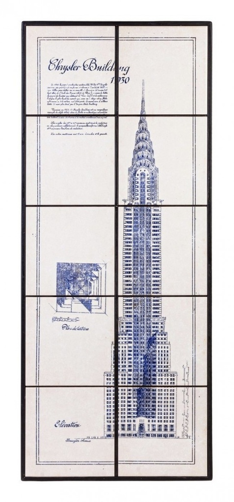 Quadro Chrysler building in legno e piastrelle di ceramica 43x104x400h cm - Samnite