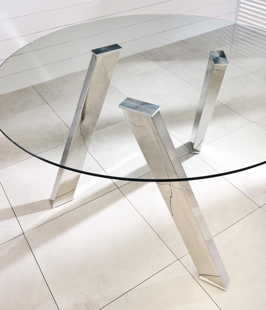 Tavolo fisso in vetro temperato trasparente 120x75h cm - Samnite