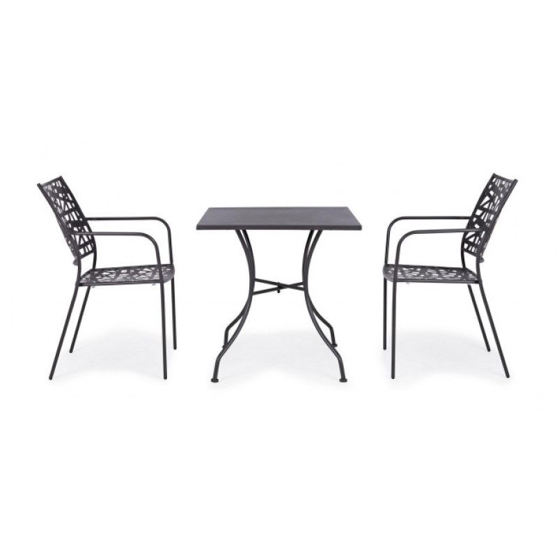 Tavolo in acciaio Kelsie Antracite 70x70 cm - Samnite