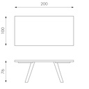 Tavolo in rovere termocotto e gambe nere 100x200x76h cm - Samnite