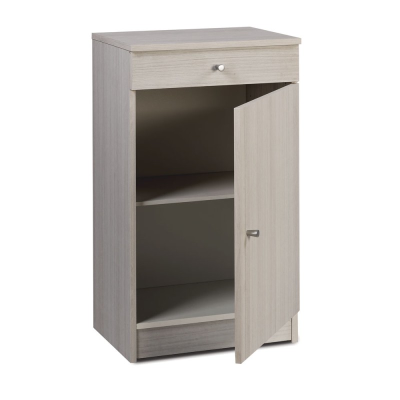 Low multipurpose wardrobe one door one drawer Light Elm 46x34x h80 cm