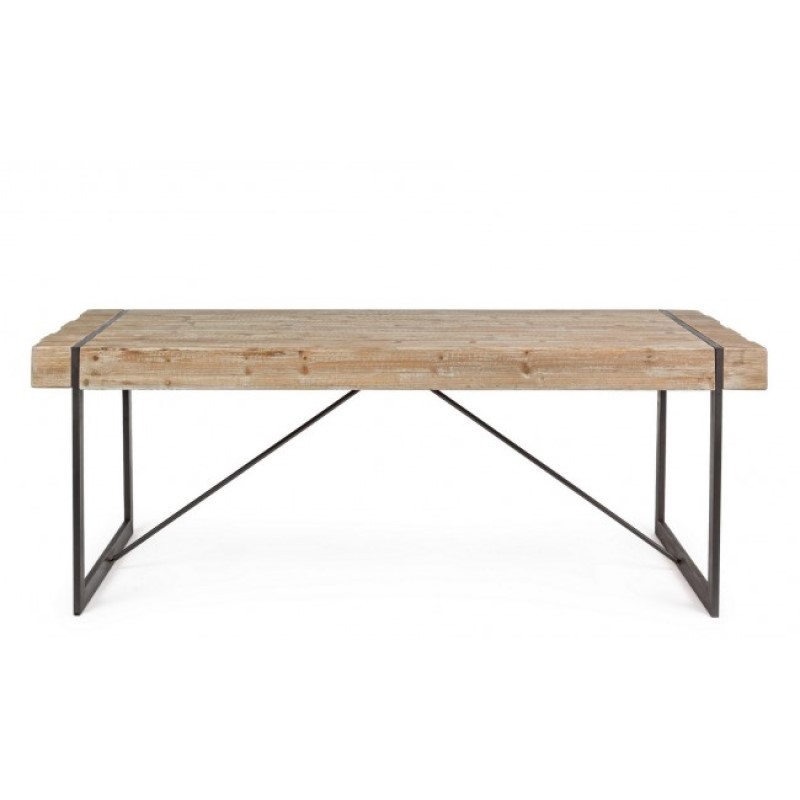 Tavolo urban industriale Garrett con piano in legno - Samnite