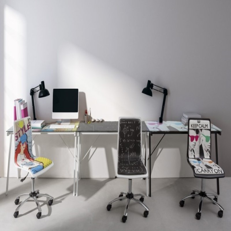 Scrivania Young Smoke piano in vetro 113x58 cm - Samnite