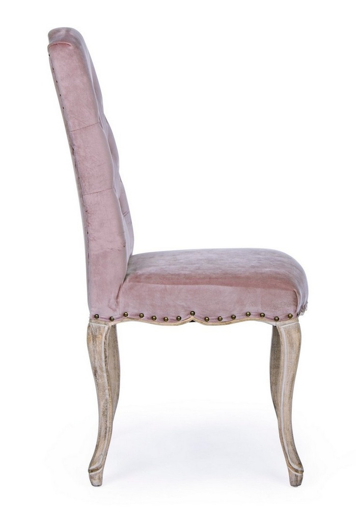 X2 Sedia classica legno velluto rosa Diva cm 51 x 53 x 99 - Samnite
