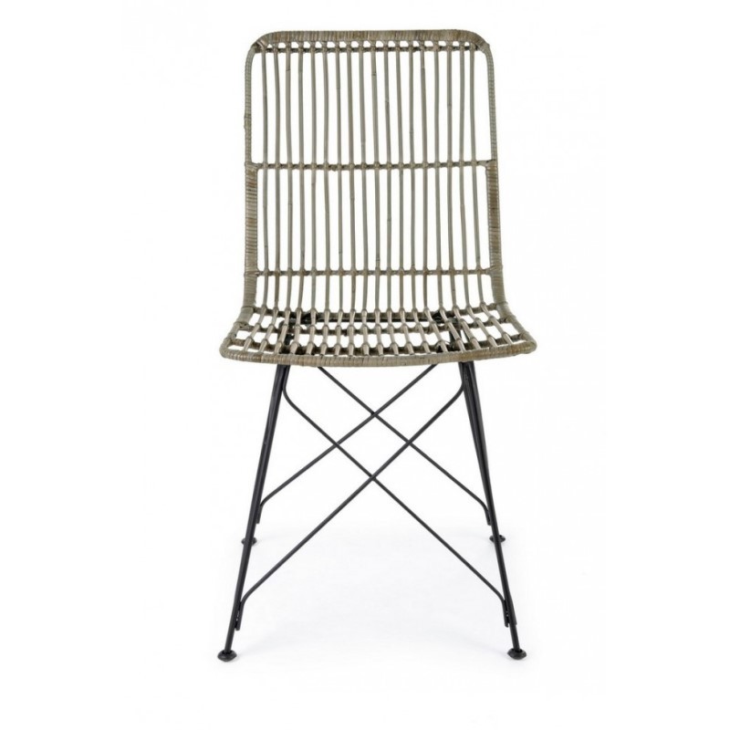 Sedia in stile contemporaneo in acciaio e kubu Grigio LUCILA 45x55x h85 cm - Samnite