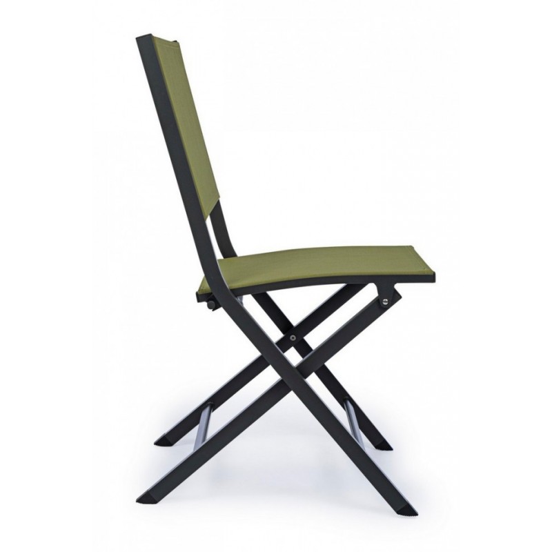 Sedia per esterno in alluminio Antracite Verde ELIN 47x57x h88 cm - Samnite